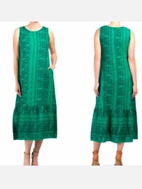 Allegra Masetti Linen Maxi Dress Size M Flounce‎ Hem Firenze Italy